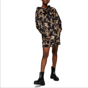 NEW TopShop Acid Wash Tie Dye Pullover Velvet Hoodie Sweatshirt Size US 4 Small